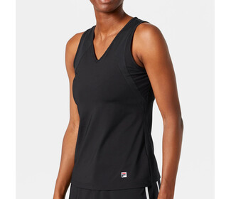 FILA Essentials Full Coverage V-Neck Tank (W) (Black)