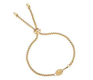 Born To Rally Gold Tennis Racquet Adjustable Bracelet